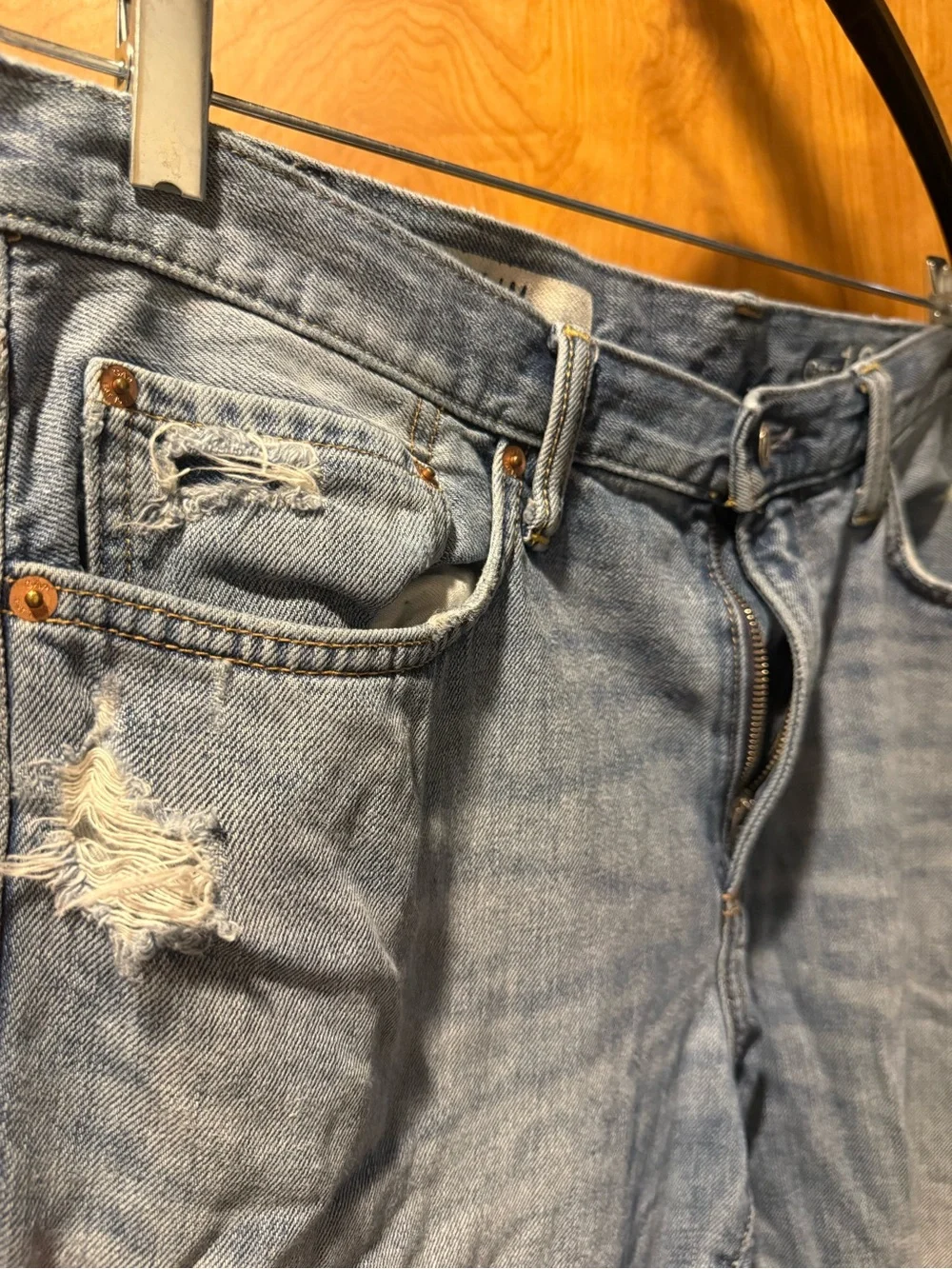 GAP 1969 Light Blue Slim Straight Ripped Jeans